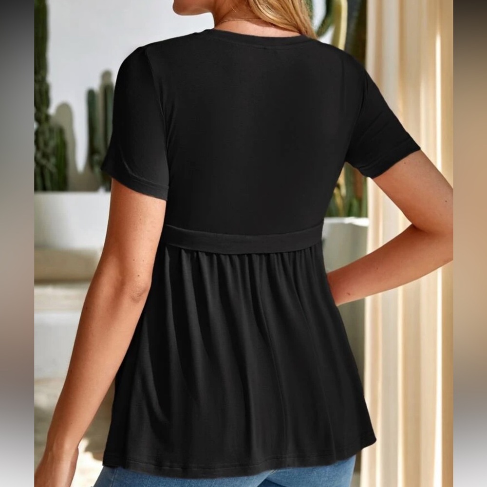 SHEIN Black Short Sleeve Maternity Top - Picture 2 of 3